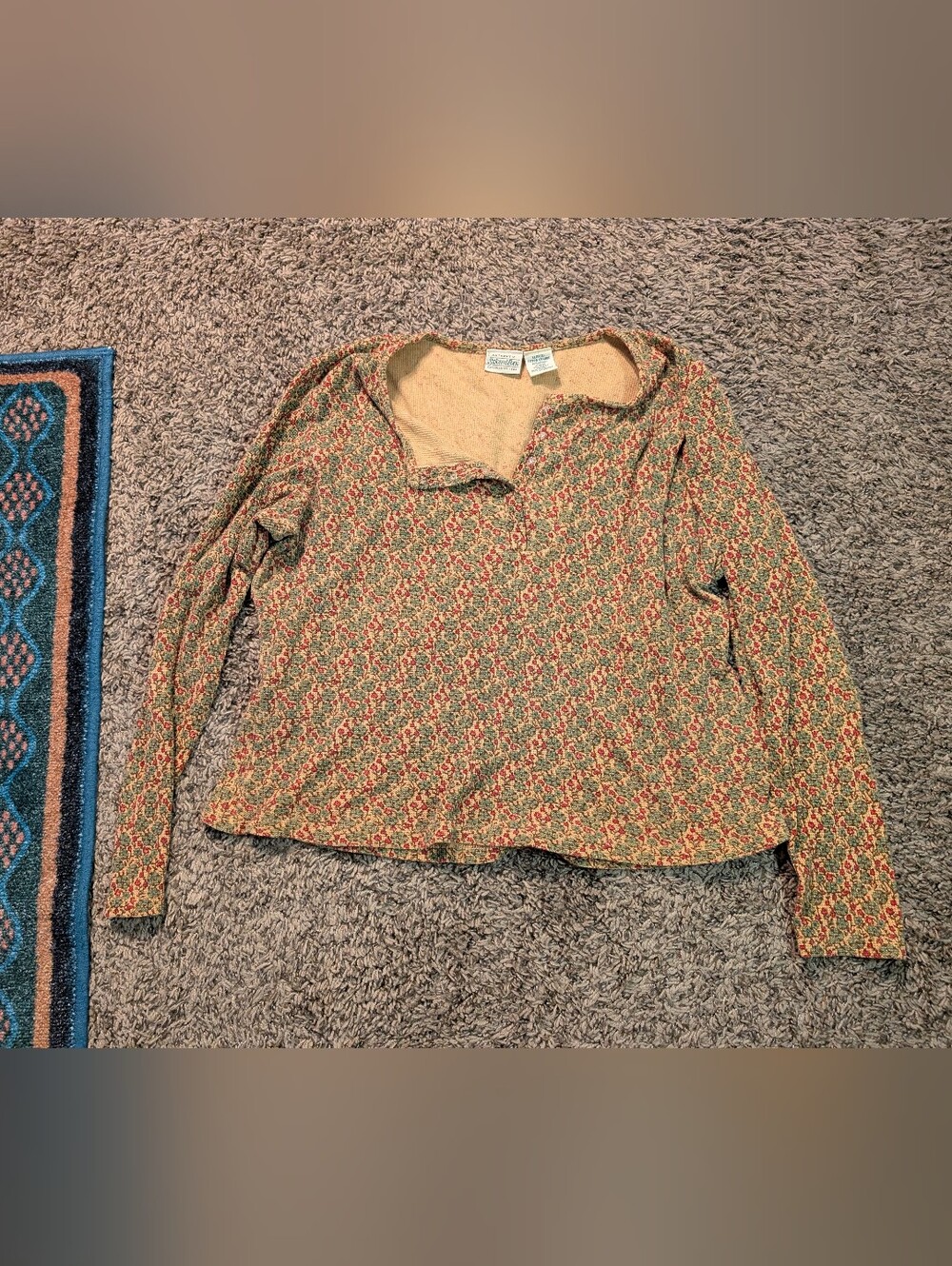St. John's Bay Waffle Long Sleeve with Floral Print